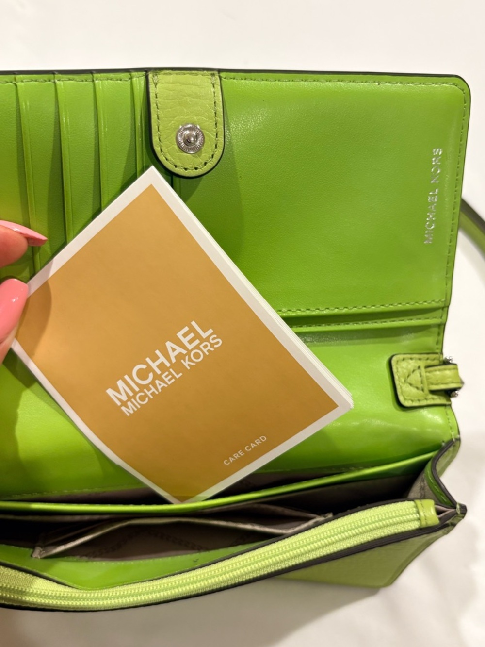 Michael Kors Lime Green Pebbled Leather Wallet - Picture 8 of 15